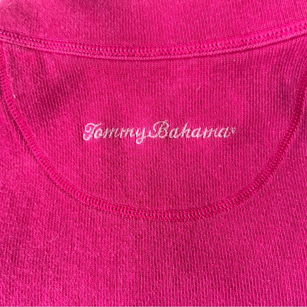 Tommy Bahama 1/2 Zip Cotton Sweater Pink Long Sleeve Pullover Women’s M Preppy - Picture 6 of 10
